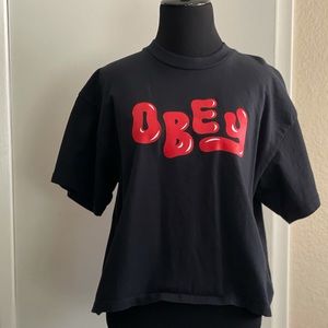 Black Obey crop T-shirt